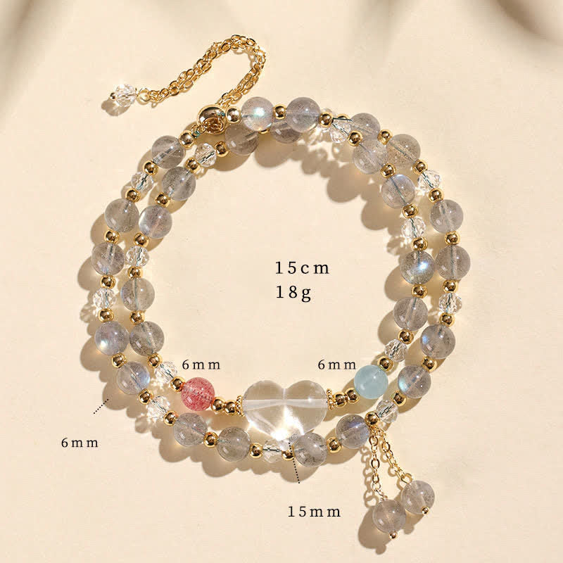 Buddha Stones Natural Strawberry Quartz Double Wrap Crystal Healing Bracelet