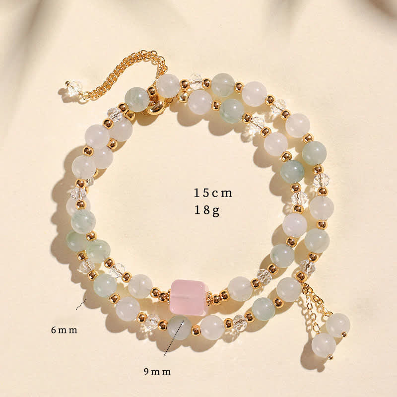 Buddha Stones Natural Strawberry Quartz Double Wrap Crystal Healing Bracelet