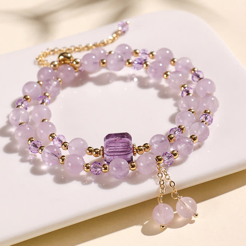Buddha Stones Natural Strawberry Quartz Double Wrap Crystal Healing Bracelet