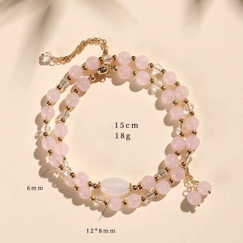 Buddha Stones Natural Strawberry Quartz Double Wrap Crystal Healing Bracelet