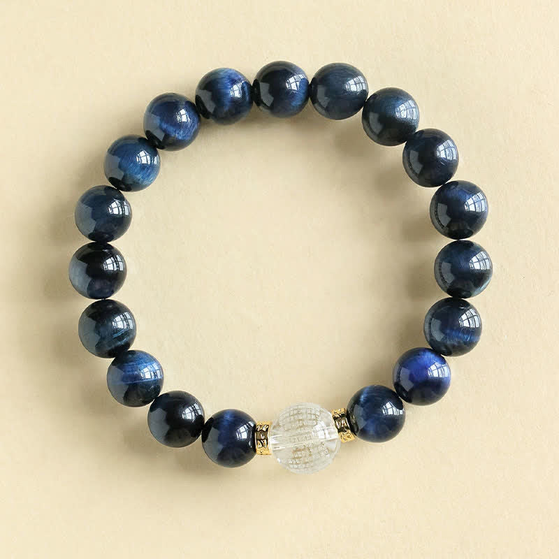 Buddha Stones Strawberry Quartz Blue Tiger Eye Positive Bracelet