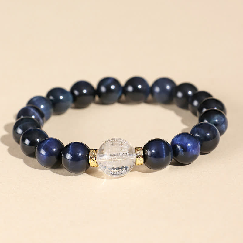 Buddha Stones Strawberry Quartz Blue Tiger Eye Positive Bracelet