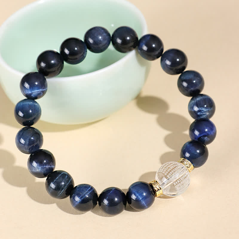 Buddha Stones Strawberry Quartz Blue Tiger Eye Positive Bracelet