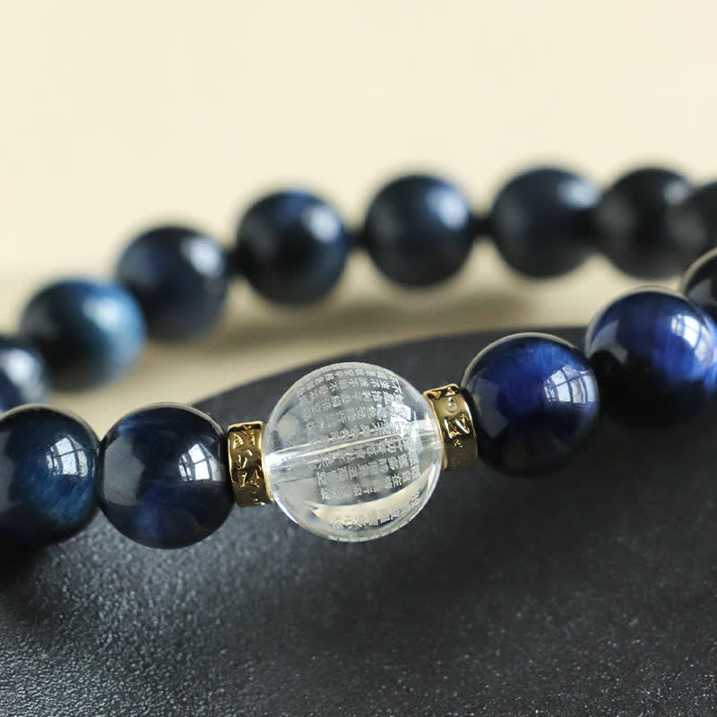 Buddha Stones Strawberry Quartz Blue Tiger Eye Positive Bracelet