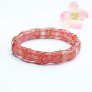 Buddha Stones Strawberry Quartz Bamboo Positive Bracelet