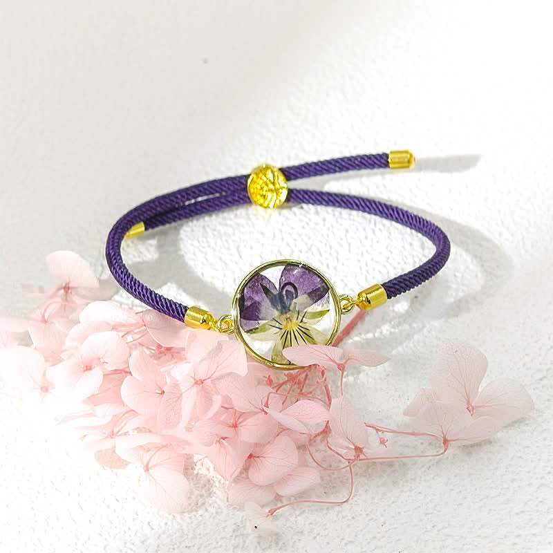Buddha Stones Resin Handmade Birth Flower Adjustable Braided Rope Bracelet