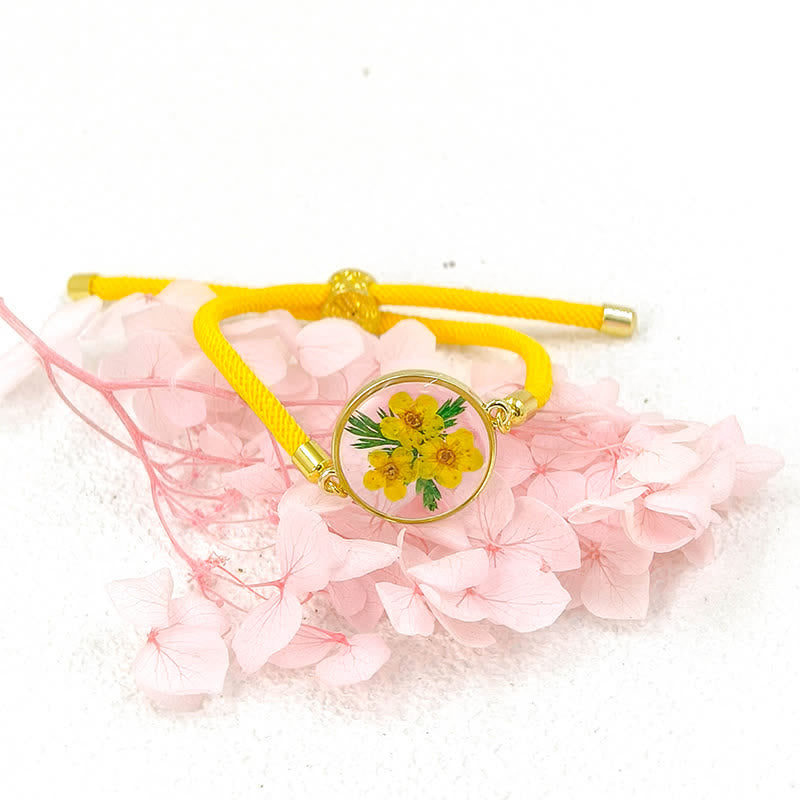 Buddha Stones Resin Handmade Birth Flower Adjustable Braided Rope Bracelet