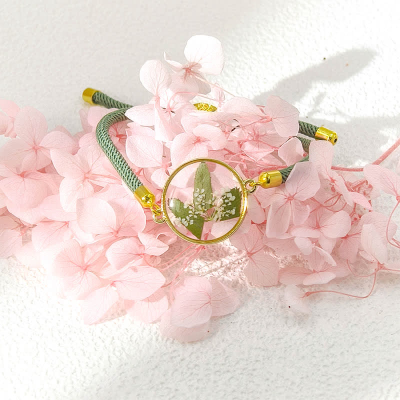 Buddha Stones Resin Handmade Birth Flower Adjustable Braided Rope Bracelet