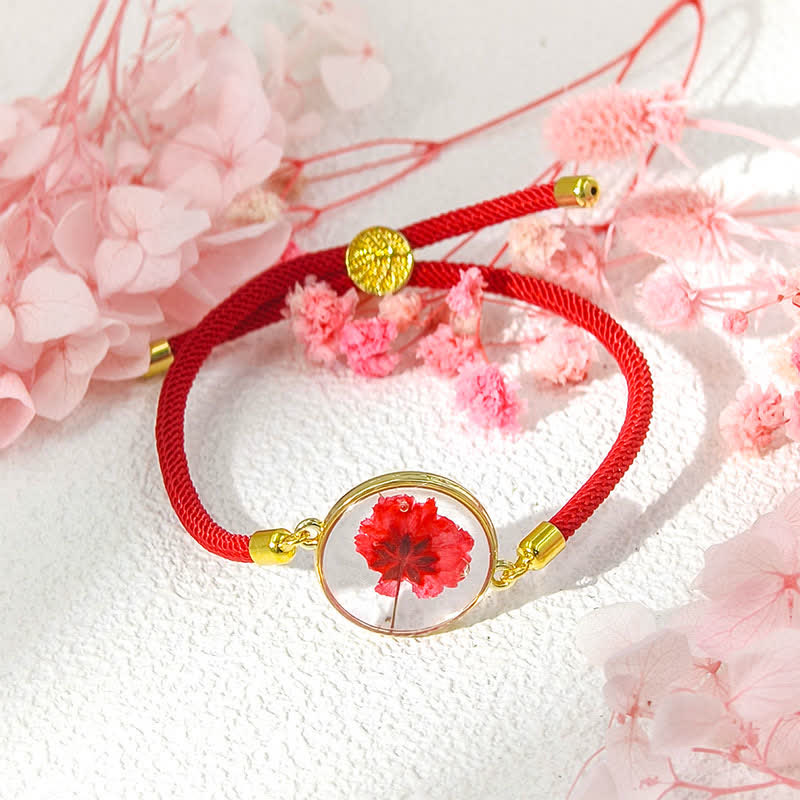 Buddha Stones Resin Handmade Birth Flower Adjustable Braided Rope Bracelet