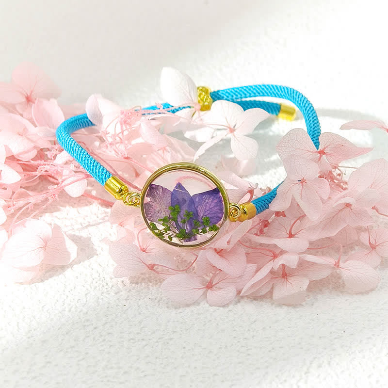 Buddha Stones Resin Handmade Birth Flower Adjustable Braided Rope Bracelet