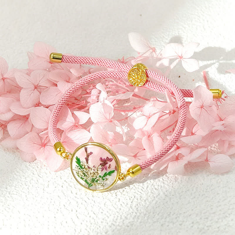 Buddha Stones Resin Handmade Birth Flower Adjustable Braided Rope Bracelet