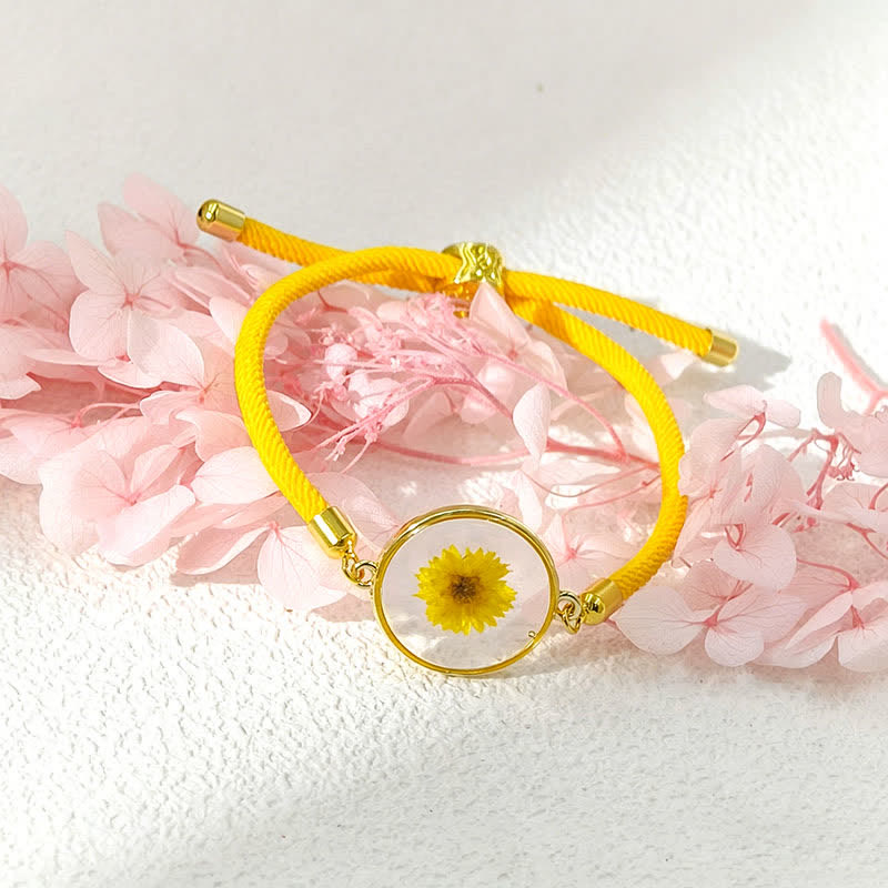 Buddha Stones Resin Handmade Birth Flower Adjustable Braided Rope Bracelet