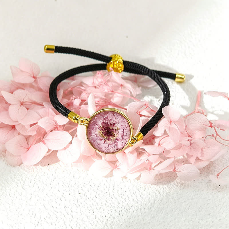 Buddha Stones Resin Handmade Birth Flower Adjustable Braided Rope Bracelet