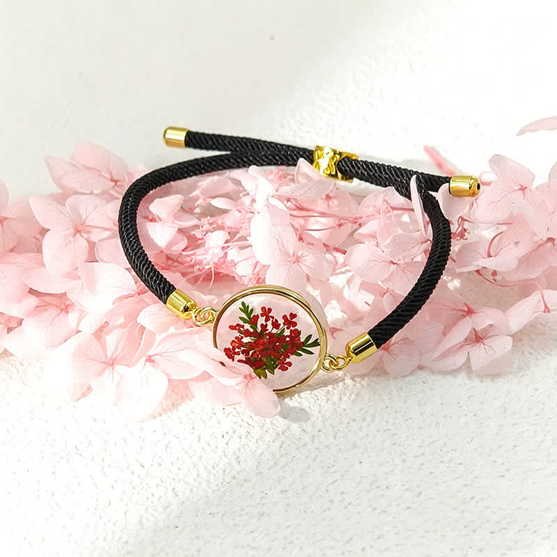 Buddha Stones Resin Handmade Birth Flower Adjustable Braided Rope Bracelet
