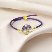 Buddha Stones Resin Handmade Birth Flower Adjustable Braided Rope Bracelet