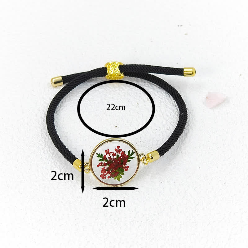 Buddha Stones Resin Handmade Birth Flower Adjustable Braided Rope Bracelet