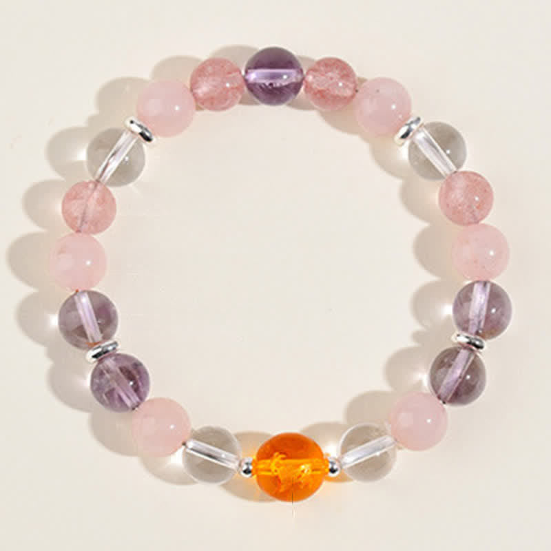 Buddha Stones Natural Crystals Silver Sheen Obsidian Chinese Zodiac Protection Bracelet