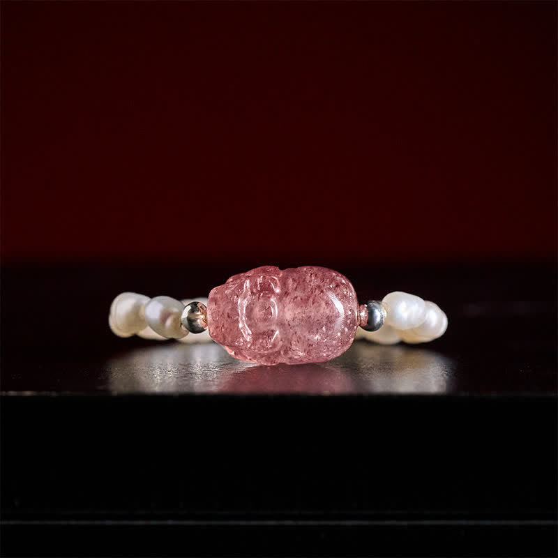 Buddha Stones 3mm Mini Beads Natural Moonstone Tourmaline Garnet Pearl Strawberry Quartz PiXiu Healing Elastic Ring