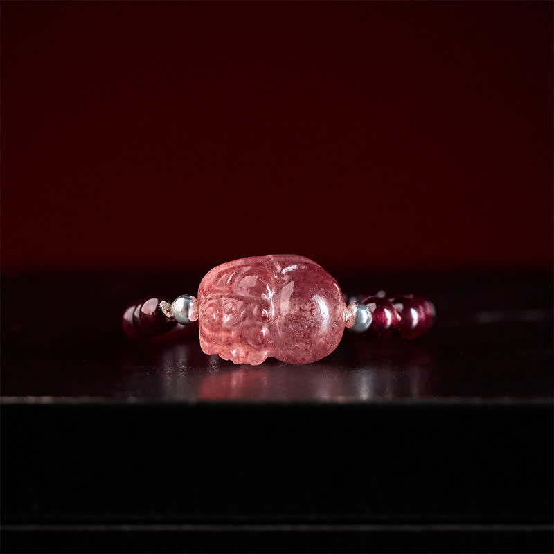 Buddha Stones 3mm Mini Beads Natural Moonstone Tourmaline Garnet Pearl Strawberry Quartz PiXiu Healing Elastic Ring