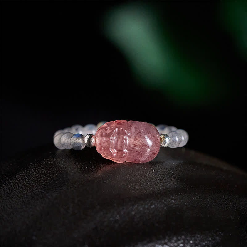 Buddha Stones 3mm Mini Beads Natural Moonstone Tourmaline Garnet Pearl Strawberry Quartz PiXiu Healing Elastic Ring