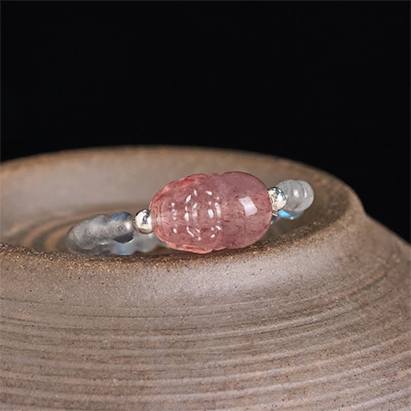 Buddha Stones 3mm Mini Beads Natural Moonstone Tourmaline Garnet Pearl Strawberry Quartz PiXiu Healing Elastic Ring