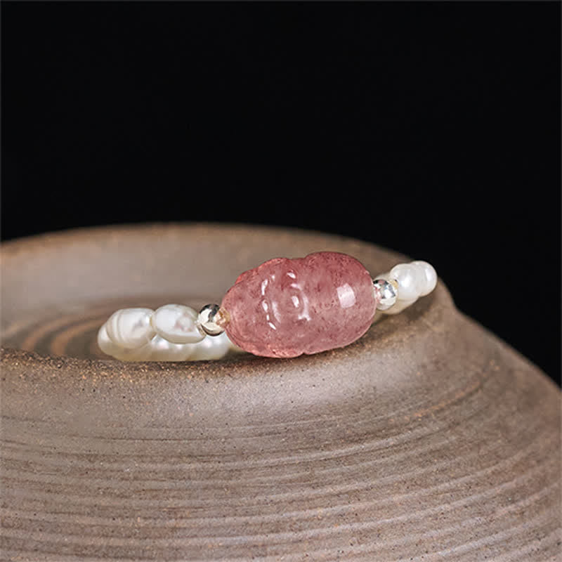 Buddha Stones 3mm Mini Beads Natural Moonstone Tourmaline Garnet Pearl Strawberry Quartz PiXiu Healing Elastic Ring