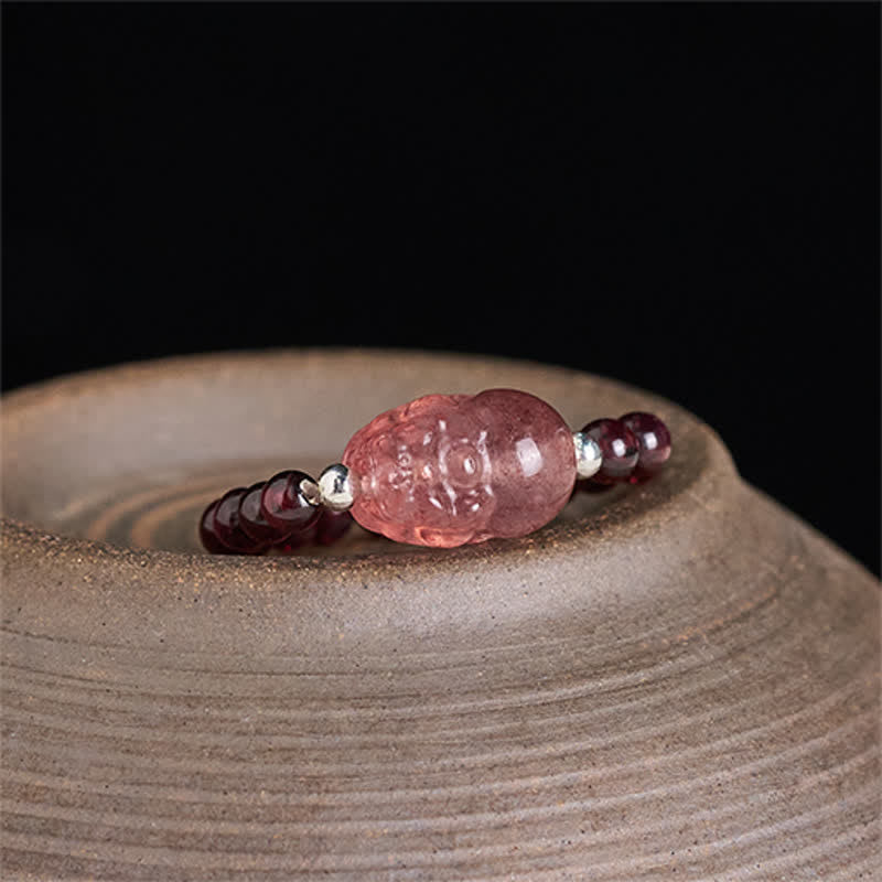 Buddha Stones 3mm Mini Beads Natural Moonstone Tourmaline Garnet Pearl Strawberry Quartz PiXiu Healing Elastic Ring
