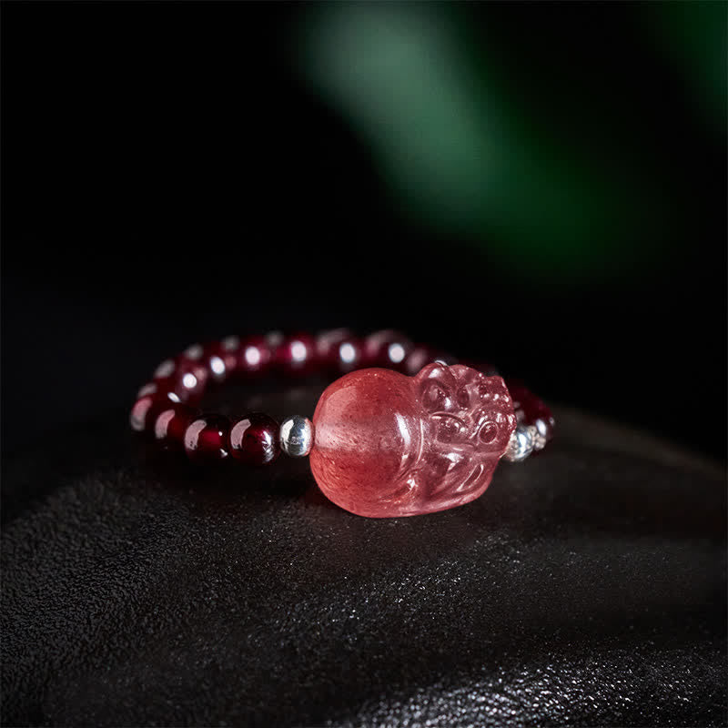 Buddha Stones 3mm Mini Beads Natural Moonstone Tourmaline Garnet Pearl Strawberry Quartz PiXiu Healing Elastic Ring