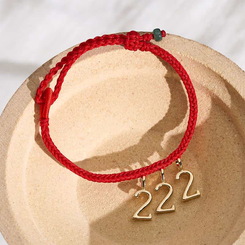 Buddha Stones 777 444 333 222 111 Angel Number Red String Jade Protection Braided Bracelet
