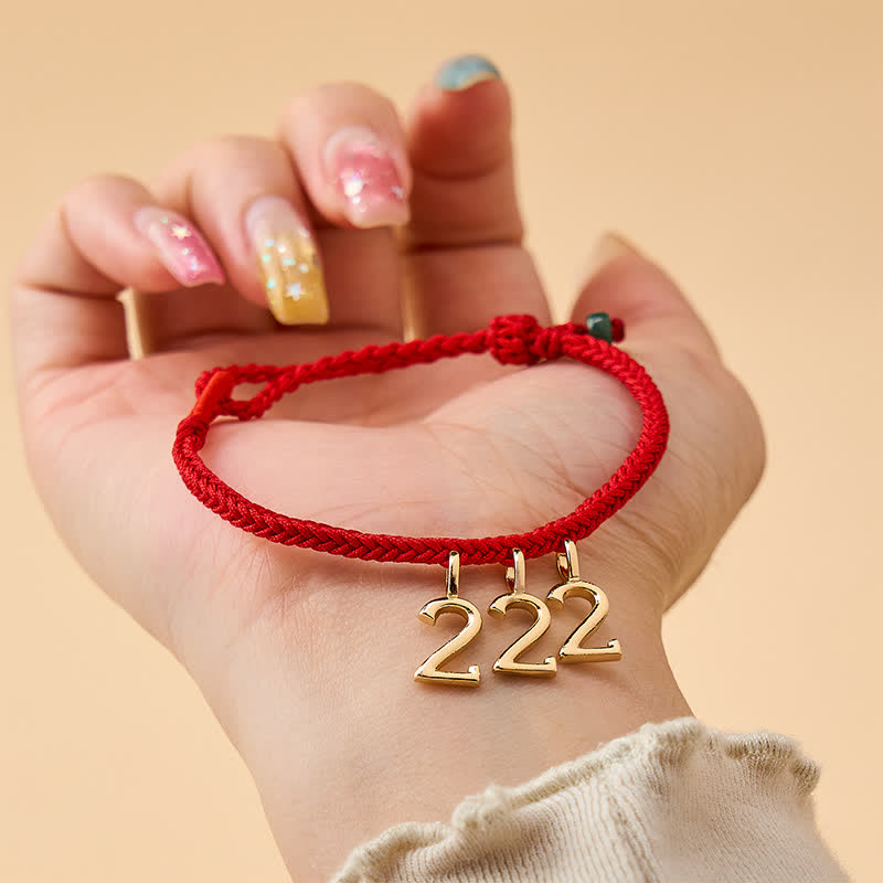 Buddha Stones 777 444 333 222 111 Angel Number Red String Jade Protection Braided Bracelet