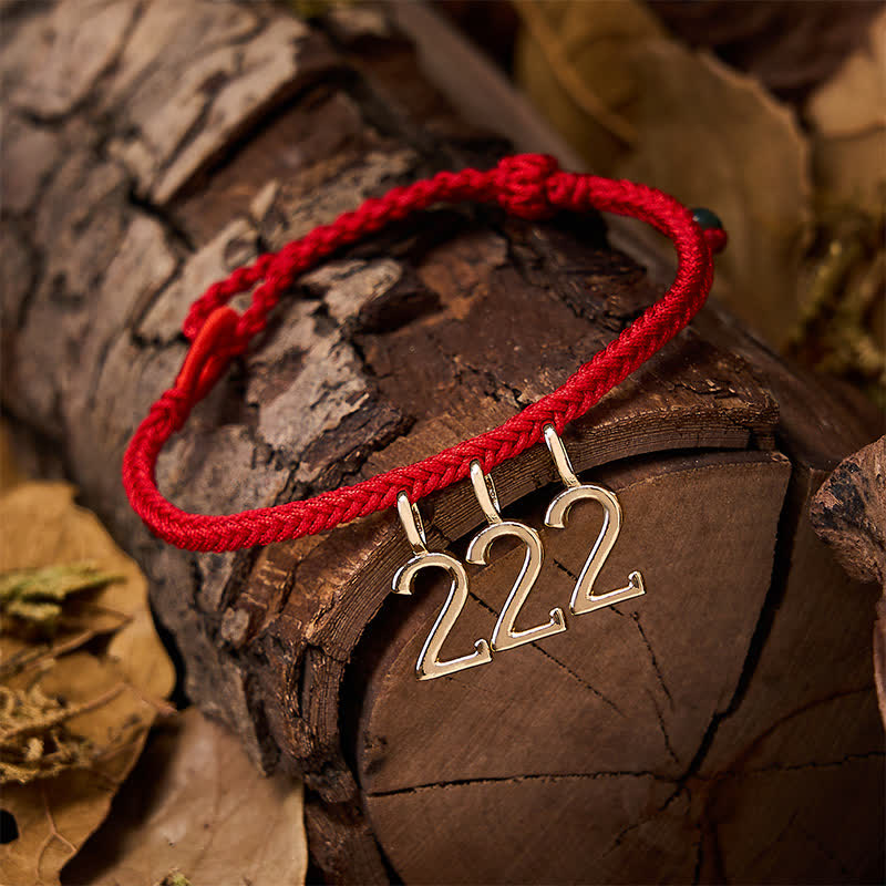 Buddha Stones 777 444 333 222 111 Angel Number Red String Jade Protection Braided Bracelet