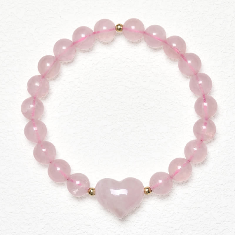 Buddha Stones Natural Amethyst Green Aventurine Tiger Eye Strawberry Quartz Love Heart Spiritual Bracelet