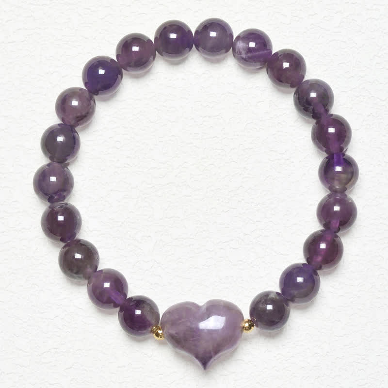 Buddha Stones Natural Amethyst Green Aventurine Tiger Eye Strawberry Quartz Love Heart Spiritual Bracelet