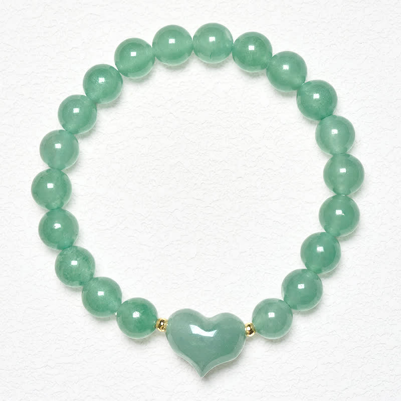 Buddha Stones Natural Amethyst Green Aventurine Tiger Eye Strawberry Quartz Love Heart Spiritual Bracelet