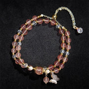 Buddha Stones Natural Strawberry Quartz Amethyst Double Wrap Positive Bracelet