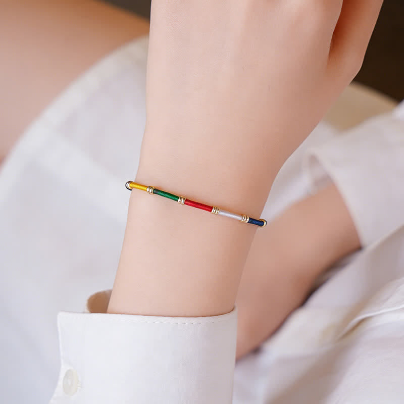Buddha Stones Handmade Five Color Wind Horse Prayer Flag Protection Bracelet