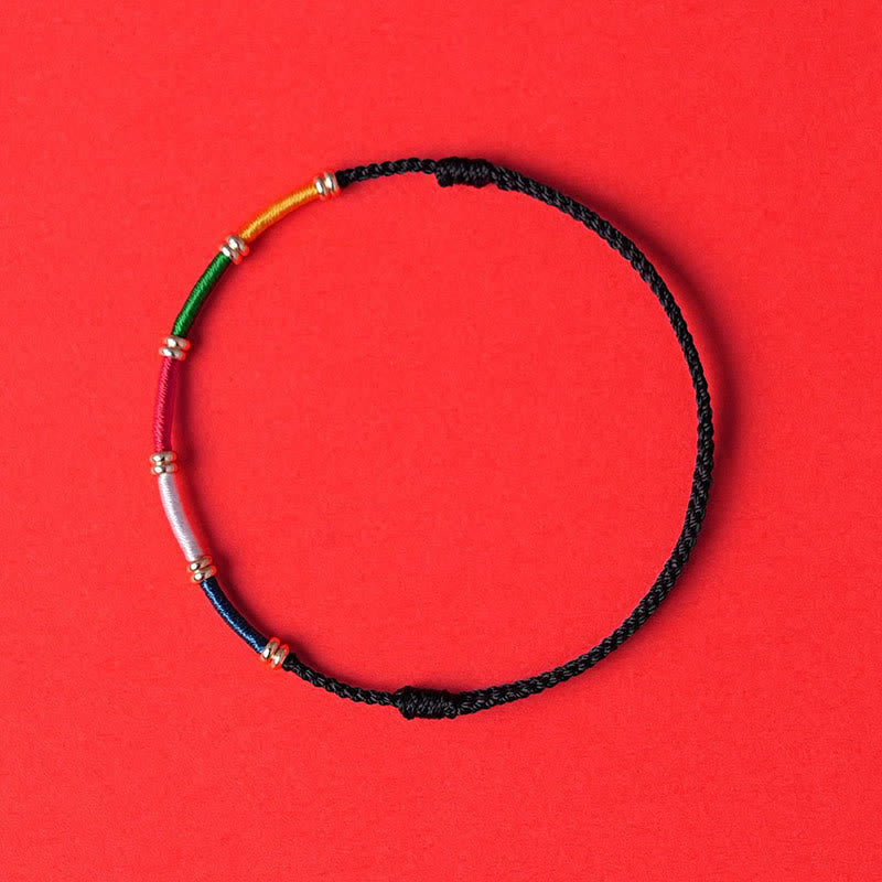 Buddha Stones Handmade Five Color Wind Horse Prayer Flag Protection Bracelet
