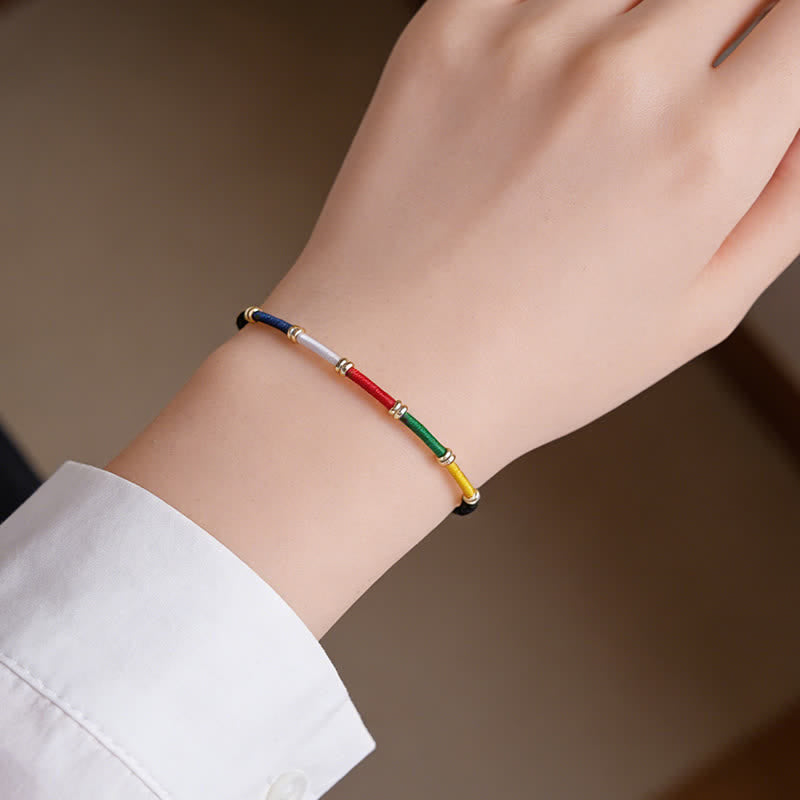 Buddha Stones Handmade Five Color Wind Horse Prayer Flag Protection Bracelet