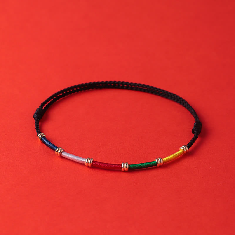 Buddha Stones Handmade Five Color Wind Horse Prayer Flag Protection Bracelet