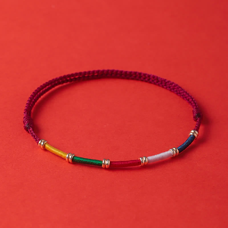 Buddha Stones Handmade Five Color Wind Horse Prayer Flag Protection Bracelet