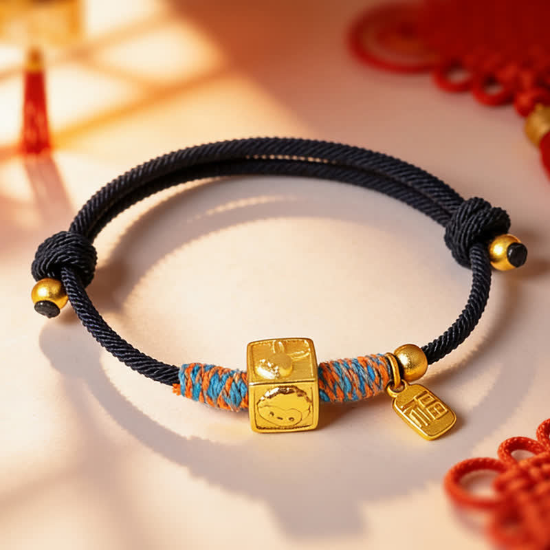 Buddha Stones Handmade Three Harmony Chinese Zodiac Protection Red String Bracelet