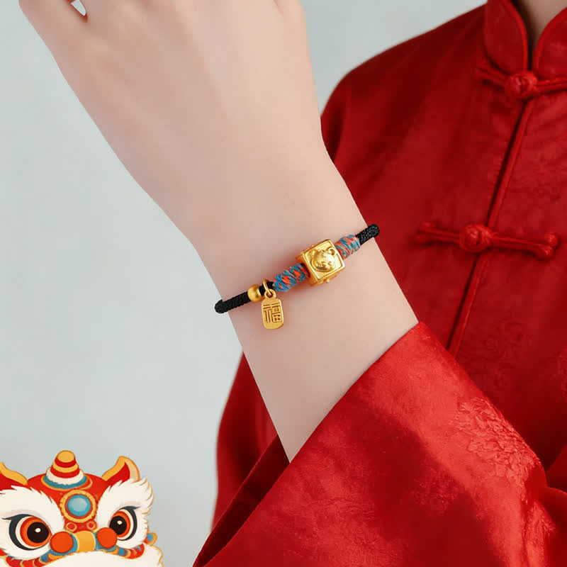 Buddha Stones Handmade Three Harmony Chinese Zodiac Protection Red String Bracelet