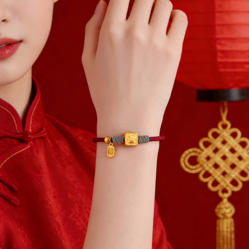 Buddha Stones Handmade Red String Chinese Zodiac Luck Fu Charm Bracelet