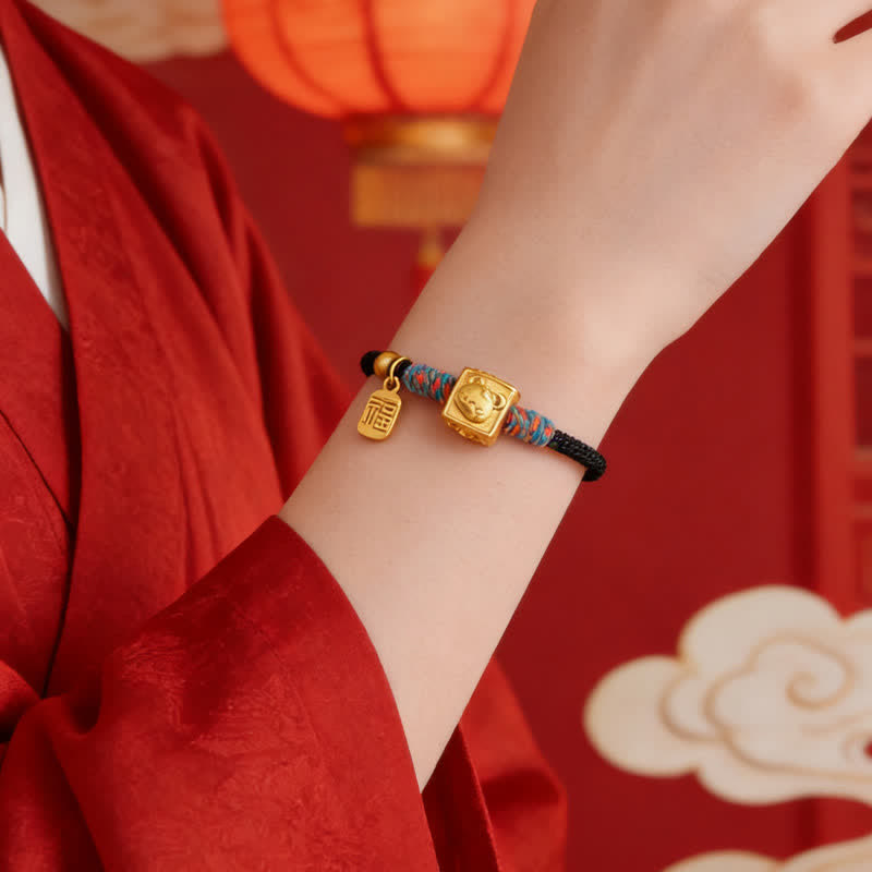 Buddha Stones Handmade Red String Chinese Zodiac Luck Fu Charm Bracelet