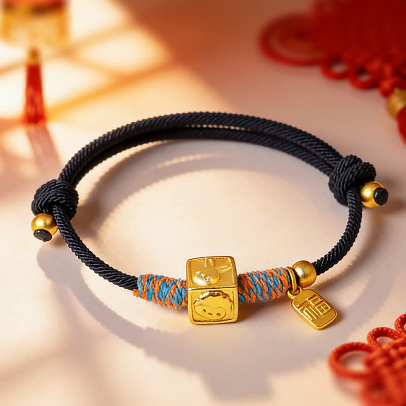 Buddha Stones Handmade Red String Chinese Zodiac Luck Fu Charm Bracelet