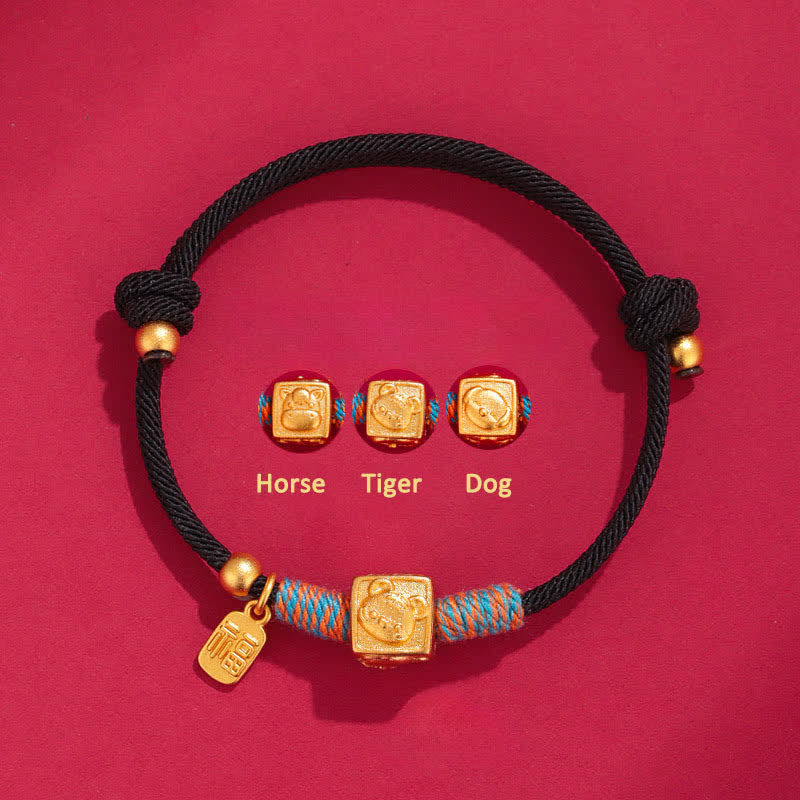 Buddha Stones Handmade Red String Chinese Zodiac Luck Fu Charm Bracelet