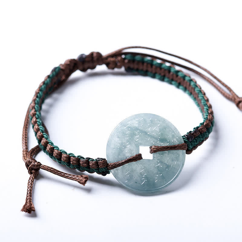 EverestArtstudios Jade Peace Buckle Hand-Woven Tranquility Adjustable Bracelet