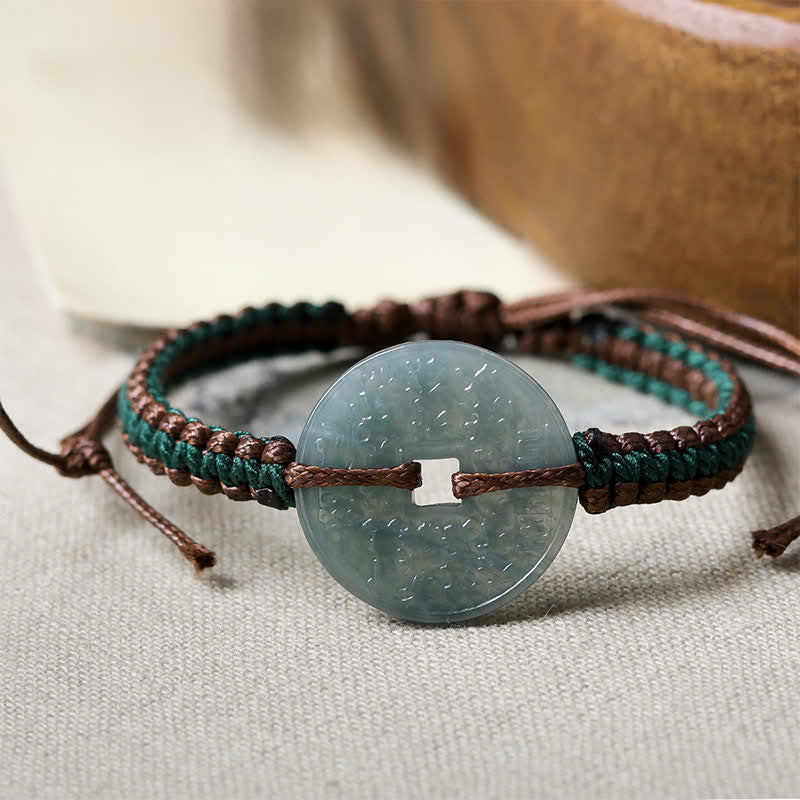 EverestArtstudios Jade Peace Buckle Hand-Woven Tranquility Adjustable Bracelet