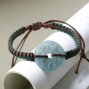 EverestArtstudios Jade Peace Buckle Hand-Woven Tranquility Adjustable Bracelet