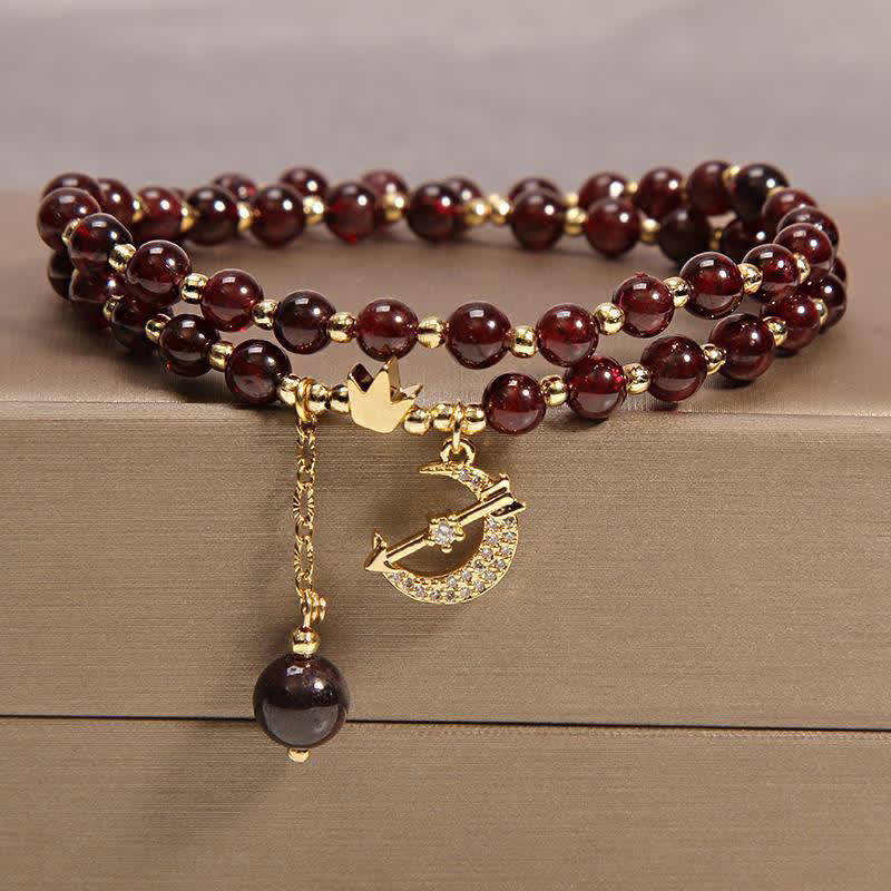 Buddha Stones Moon & Crown Purification Double Wrap Beaded Bracelet
